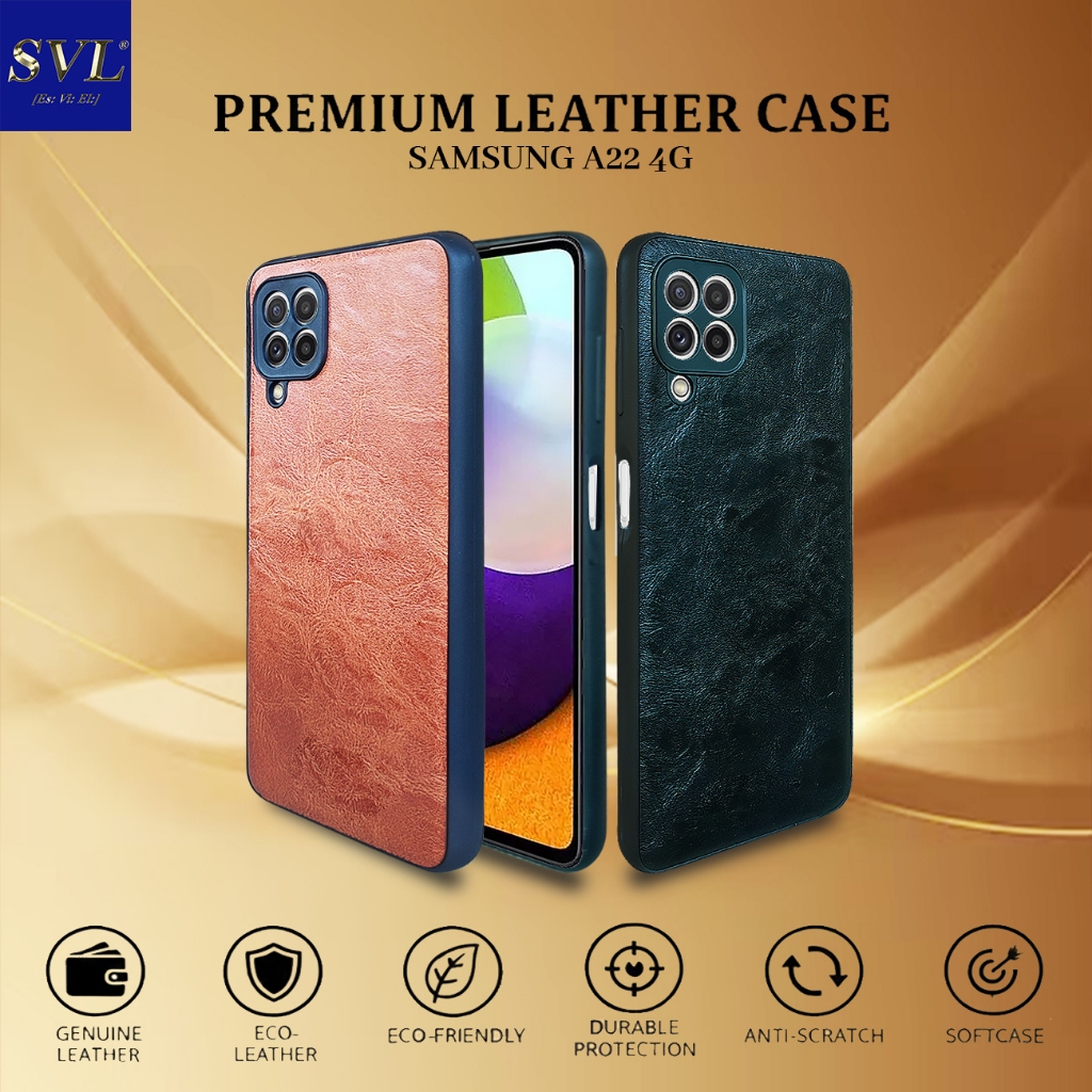 [ CUCI GUDANG ] Casing Hp Samsung A22 4G Premium Leather Case Softcase Casing Kulit Slim Cover