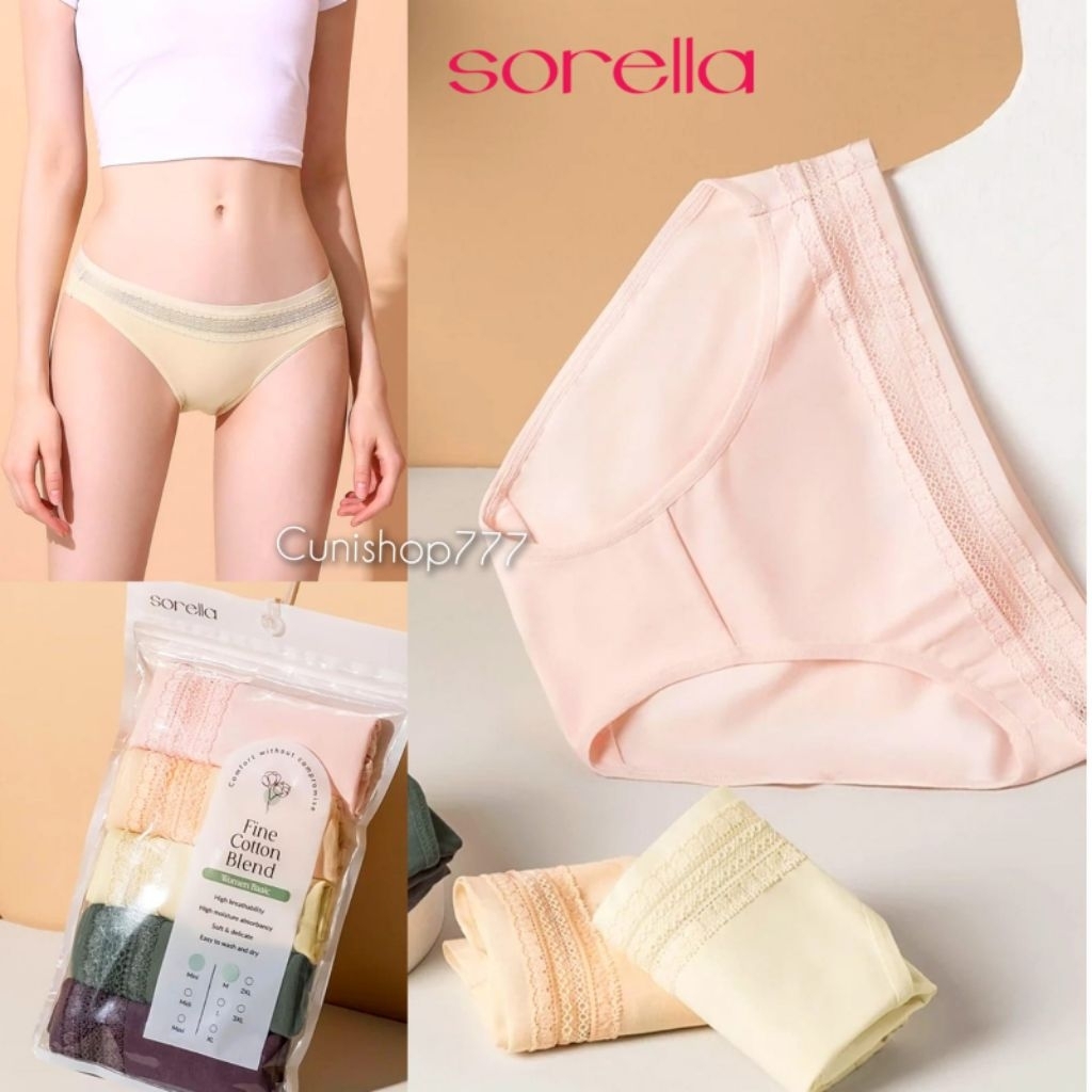 PANTY SORELLA 1 PACK ISI 5 PC FINE COTTON SIZE L WOMAN MINI BASIC BREATHABILITY KATUN CD WANITA CELA