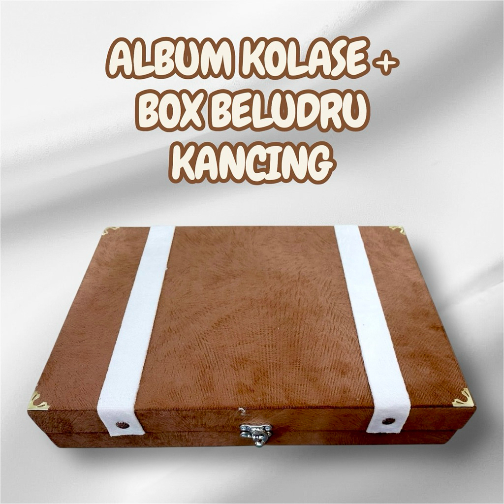 CETAK ALBUM FOTO KOLASE 20X30 + BOX BELUDRU KANCING