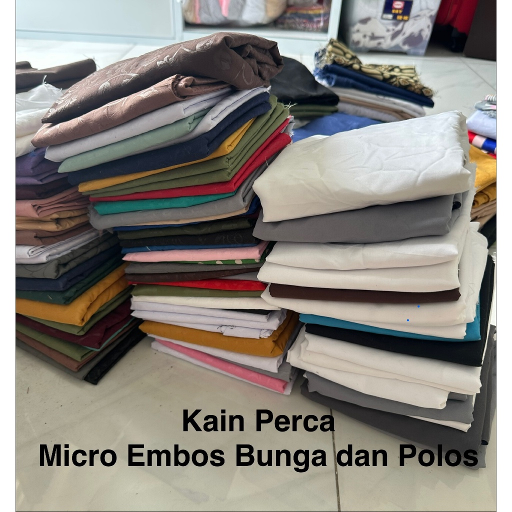 Kain Perca Katun Micro Polos/Embos Bunga/Batik Kain Perca Sprei
