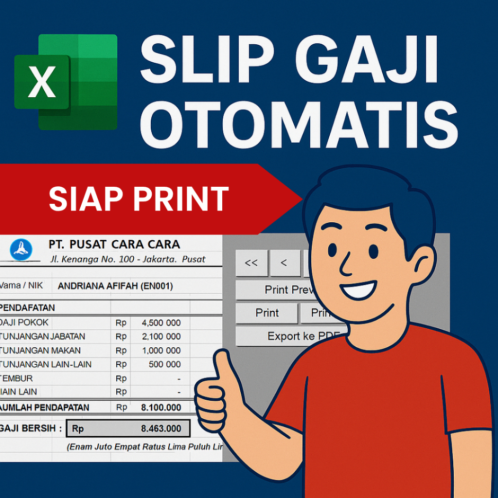 (101) Template Slip Gaji Otomatis Excel Siap Print – Aplikasi Gaji Karyawan + Cetak Otomatis Tanpa R