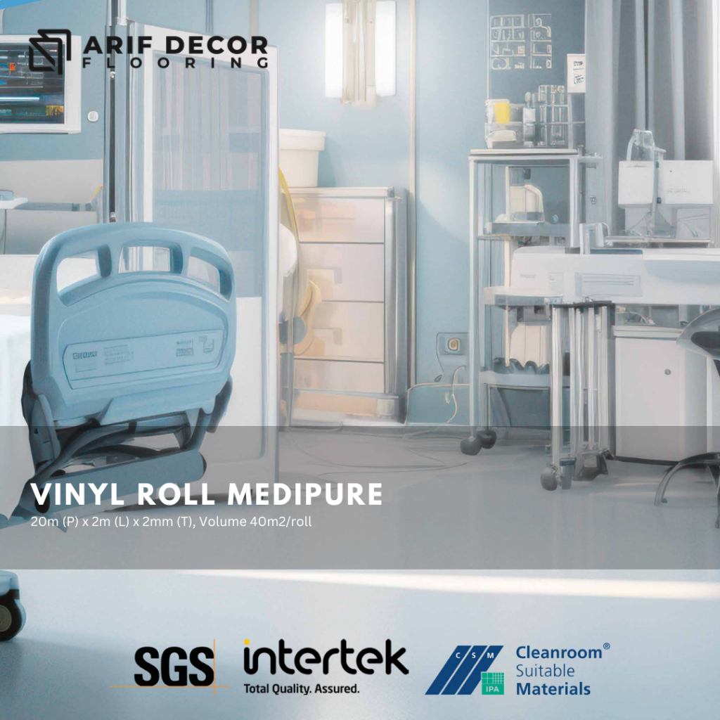 Medipure vinyl medis Vinyl Lantai Rumah Sakit Anti Bakteri / Vinyl Roll Anti Bakteri Tebal 2mm