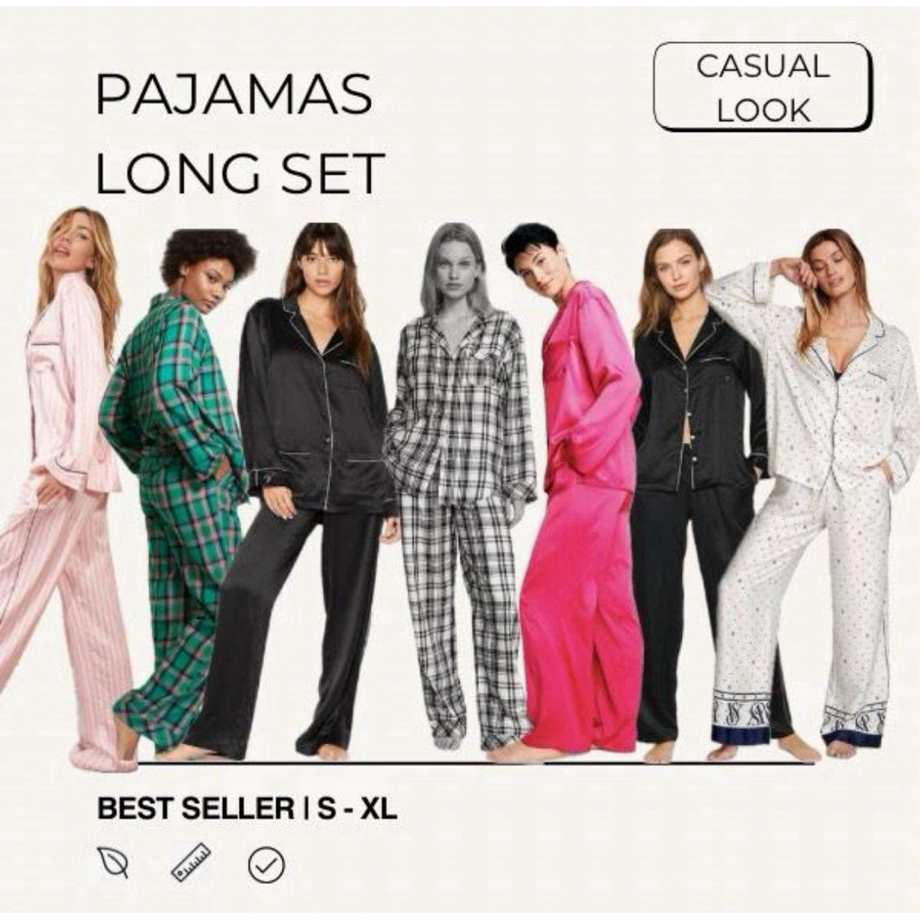 Satin Long & Short-Long Pajamas Set by Victoria Secret - Piyama Wanita