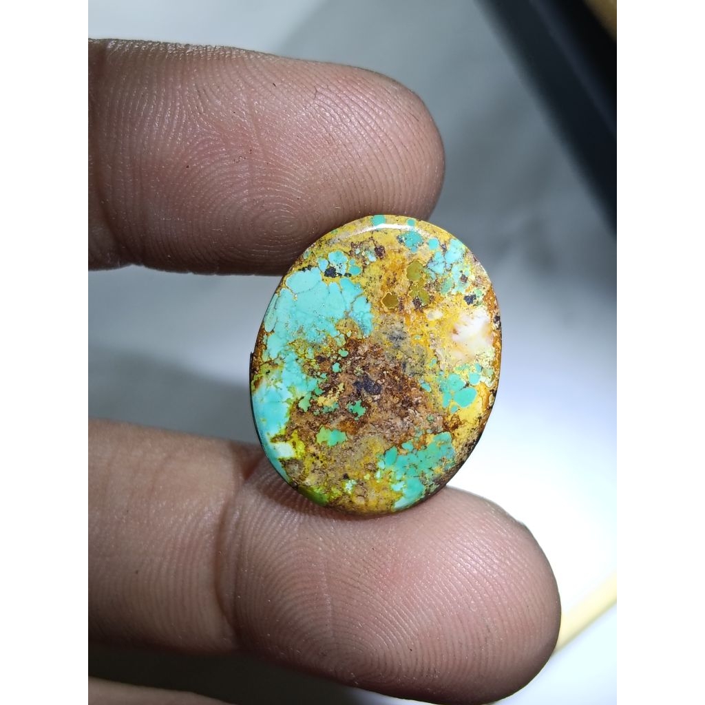 batu turquoise / pirus Persia urat emas asli persia bonus ring alpaka