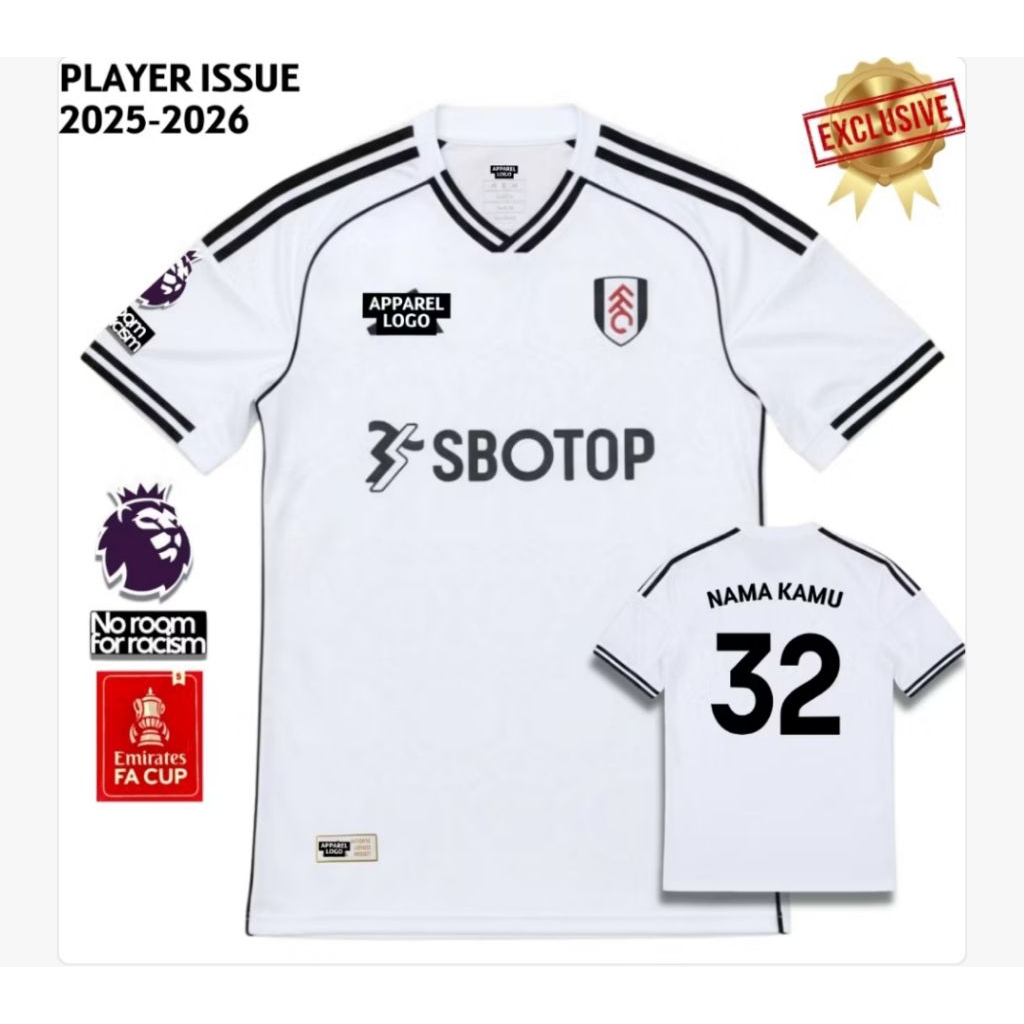 Jersey fulham home kit 2025 2026 baju bola terbaru 25 26