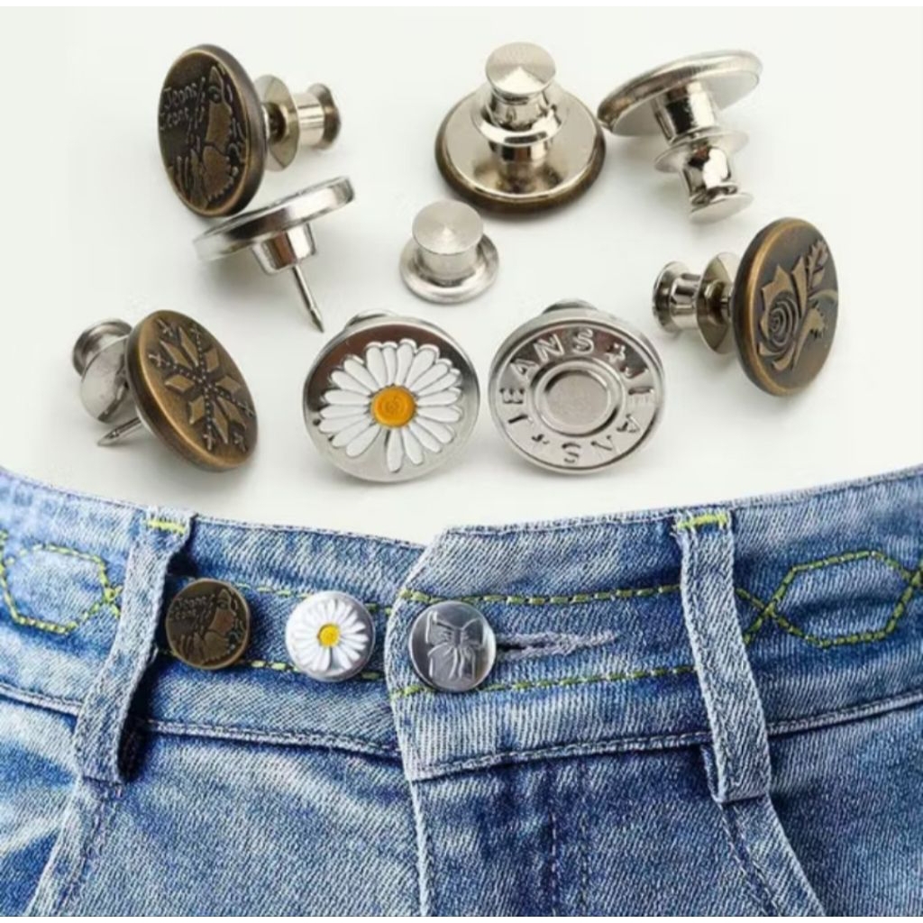 SHINE Kancing Jeans Logam Pengecil Celana Jeans