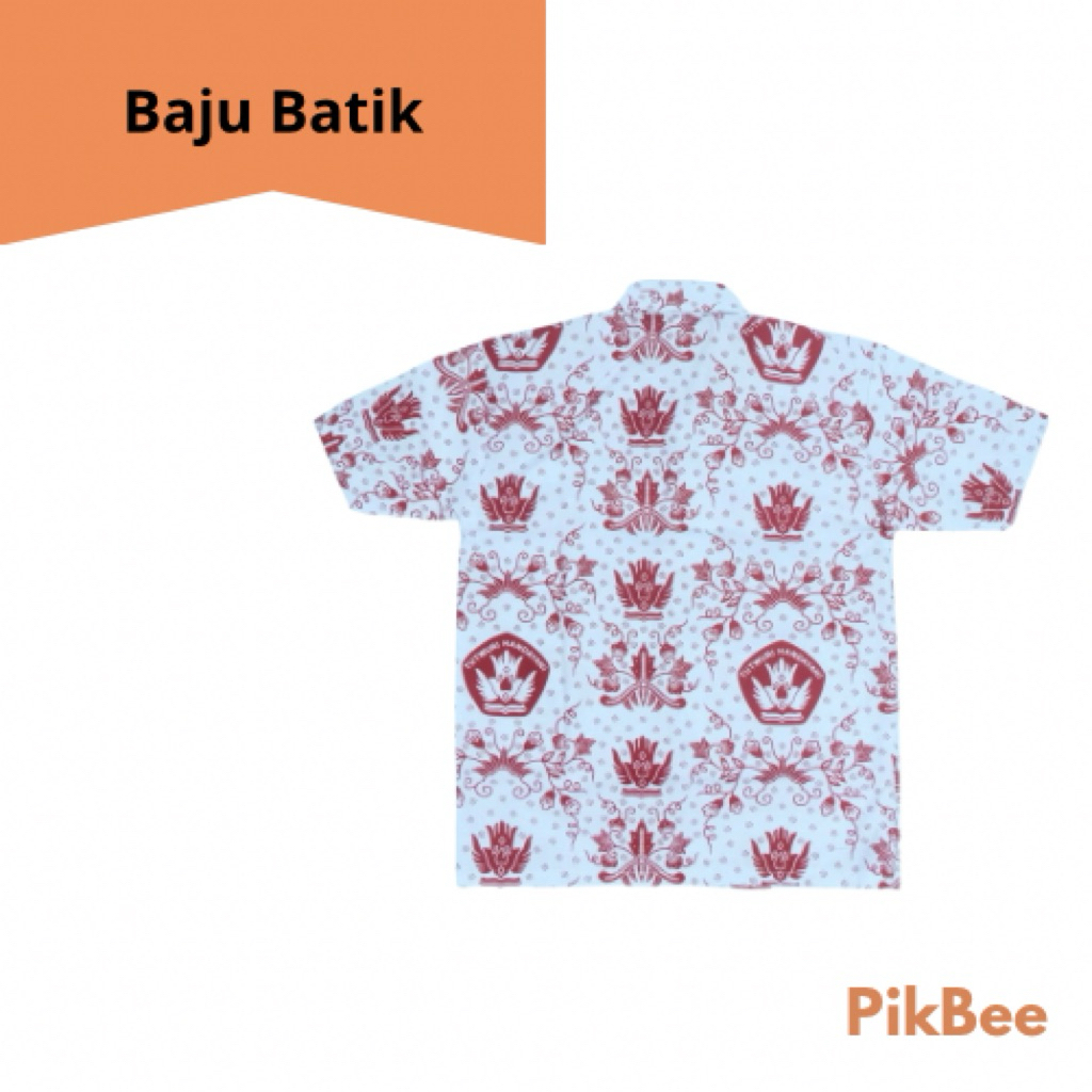 Baju Kemeja Batik Tut Wuri Handayani Merah Seragam Sekolah SD Lengan Pendek