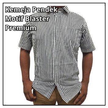 TERMURAH PREMIUM Kemeja Salur Garis-Garis Slimfit Pria Dewasa - Kemeja Lengan Pendek Salur Premium Q