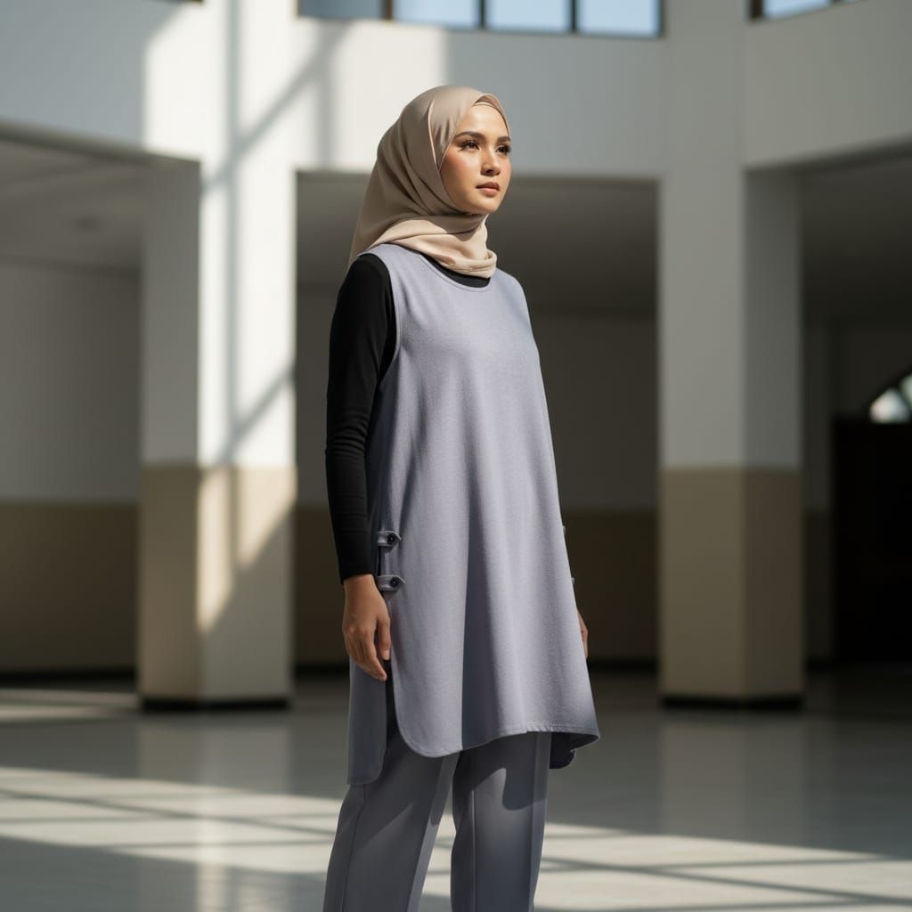 Rompi muslimah panjang / vest wanita kekinian / gamis vest