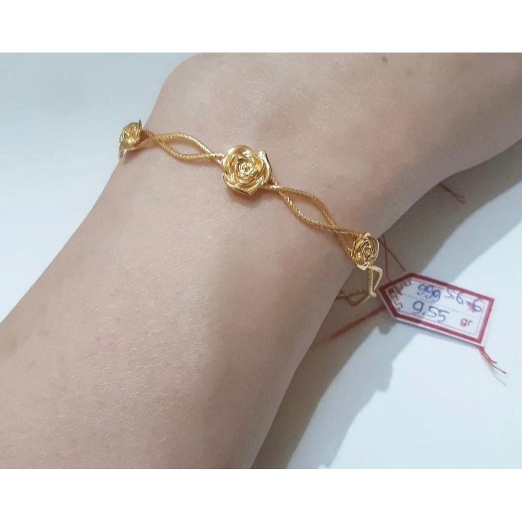 Gelang bangle emas 24k mawar plintiran
