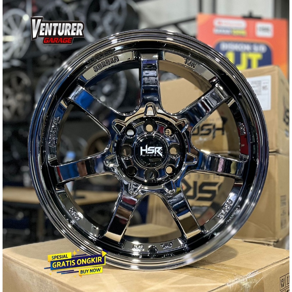 Velg Hsr Ring 17 HSR BOROKO TJH R17 Black Chrome Mobil Jazz Yaris Livina Avanza Kijang Malang