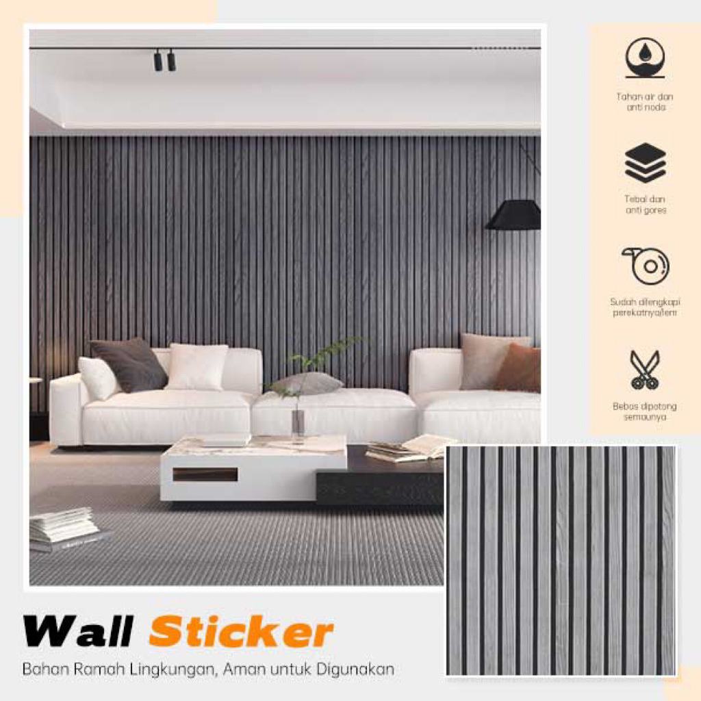Wallpaper Sticker Dinding K1240 Motif Wallpanel Abu