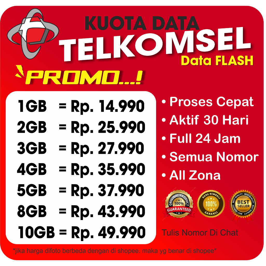 AlisaReload - PAKET KUOTA TELKOMSEL FLASH 1GB 24 JAM DATA INTERNET MURAH