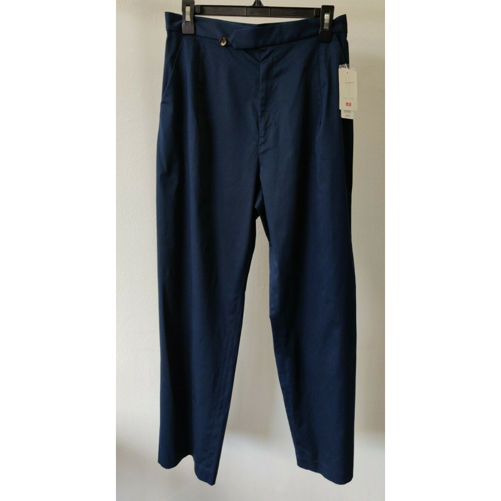 preloved uniqlo hana tajima wide pants kulot katun uniqlo navy