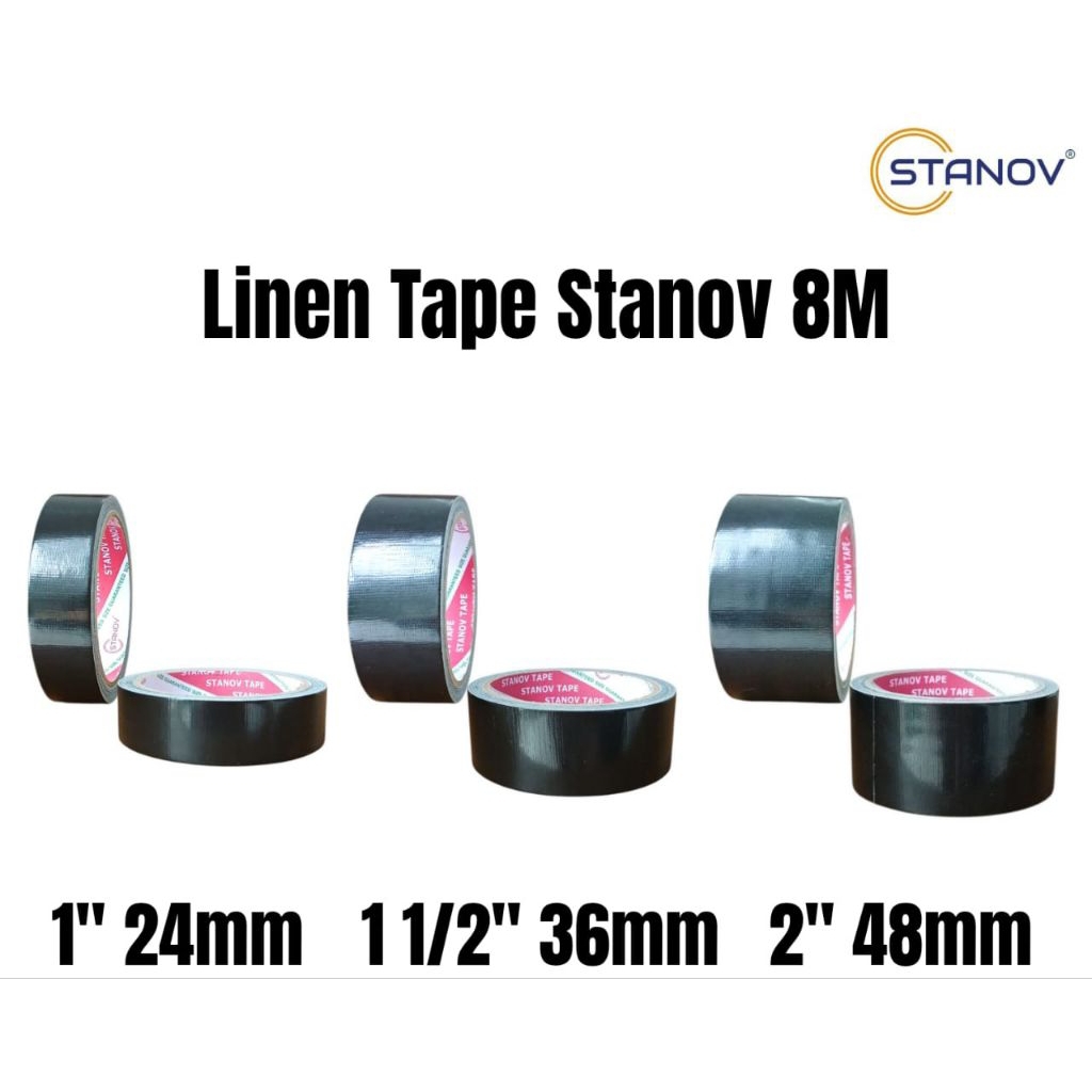Linen Tape / Cloth Tape Hitam STANOV 24mm x 8 mtr