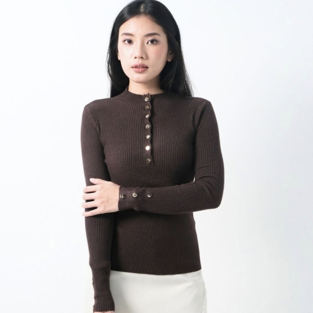 LASARA - LS6295 Jessica Top Import | Premium Knit Top | Atasan Rajut Import | Baju Rajut Import | Ba