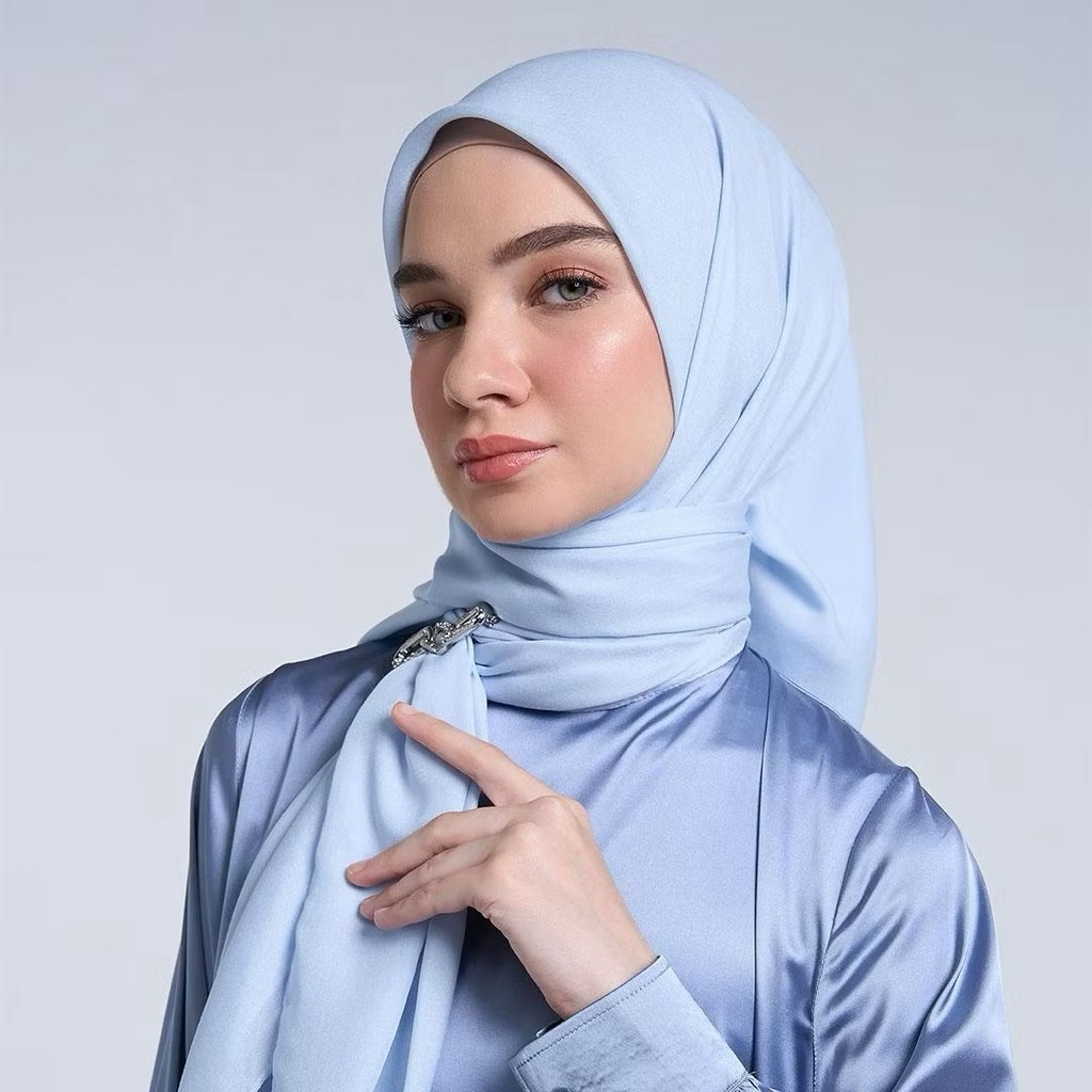 Preloved Kamiidea Scarf Kami like new Airy Voal Biru Muda Powder Blue