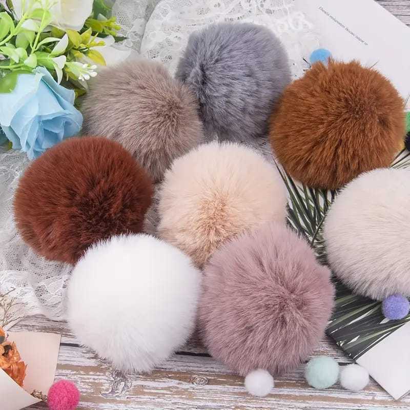 Keychainimut Pompom 5cm Hiasan Gantungan Tas Kunci Aesthetic Model Bulu Lembut Halus Bulat