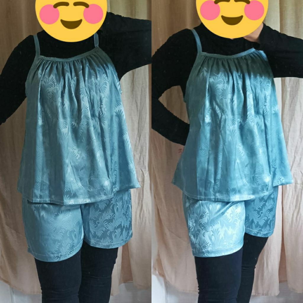 Baju Tidur Satin Wanita Sleepwear piyama Tali Satu Backless Daster Lobek