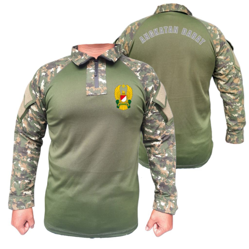 Kaos BDU Sage Green Loreng TNI AD Terbaru Nyaman & Fungsional