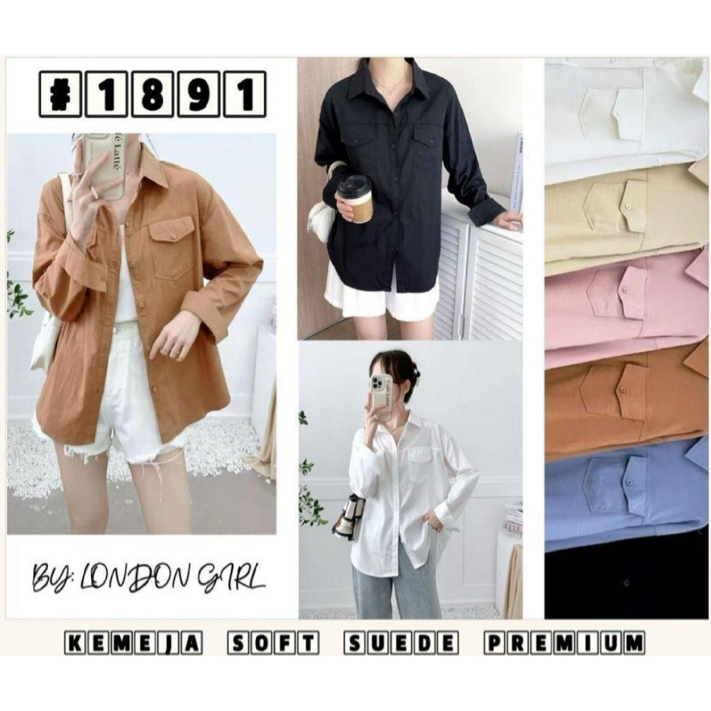 London Girl kemeja polos soft suede premium korean style by London Girl REAL PICT