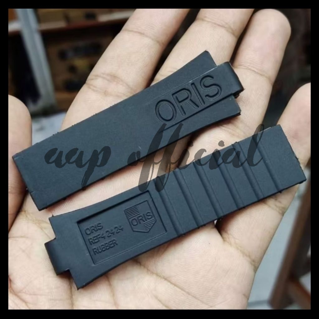 Tali Jam Tangan Karet Oris Aquis 24mm Rubber Strap Tali Jam Hitam