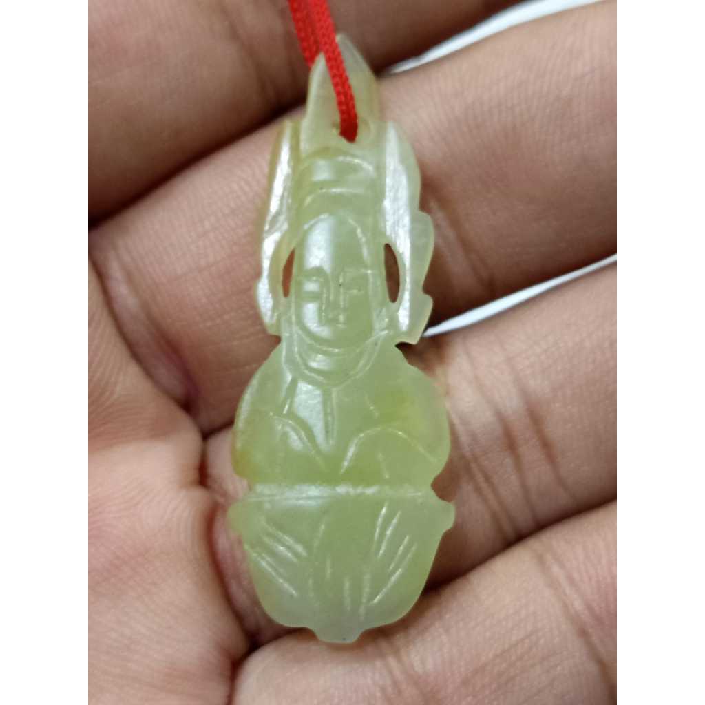 Liontin Green Serpentine RRC Ukir Dewi Kwan Im Plus Memo Origin