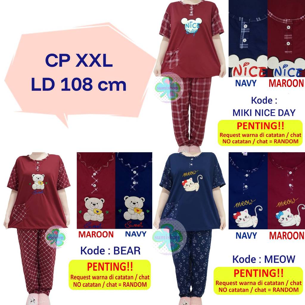 Baju Tidur CP XXL (Jumbo) BORDIR BABYDOLL DEWASA
