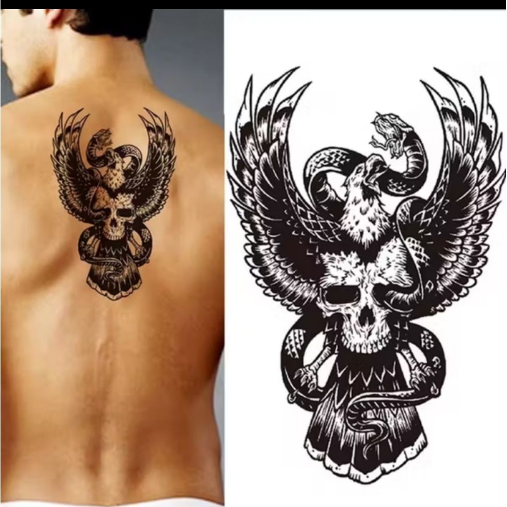 ( COD ) Tatto temporer TBS 8232 ELANG DAN NAGA uk 20x14 stiker tato temporary tatto tempel sementara