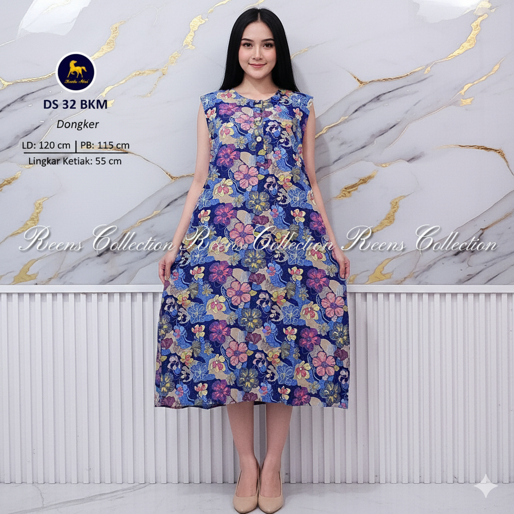 Batik Kuda Mas Daster 32 LD-120cm Batik Print | Daster Yukensi Di Bawah Lutut 3 Kancing Depan Busui