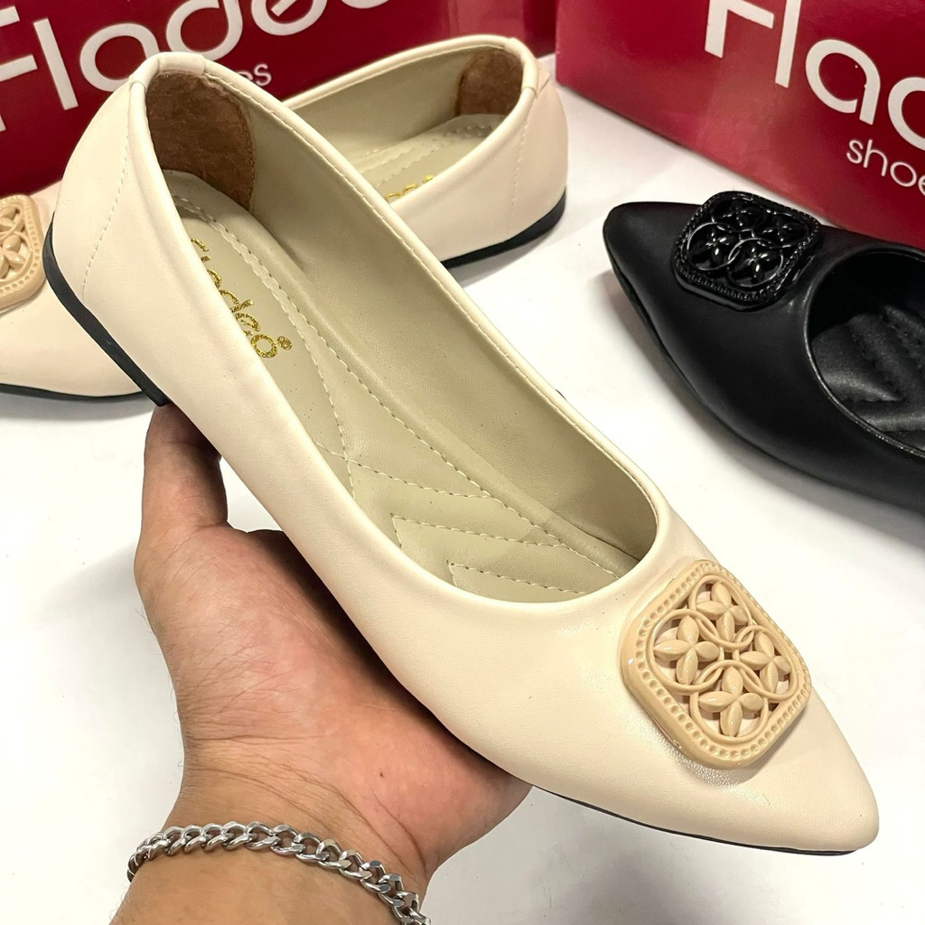 CUCI GUDANG FLADEO FLAT SHOES WANITA SEPATU FLAT KERJA HITAM CEWEK Q06