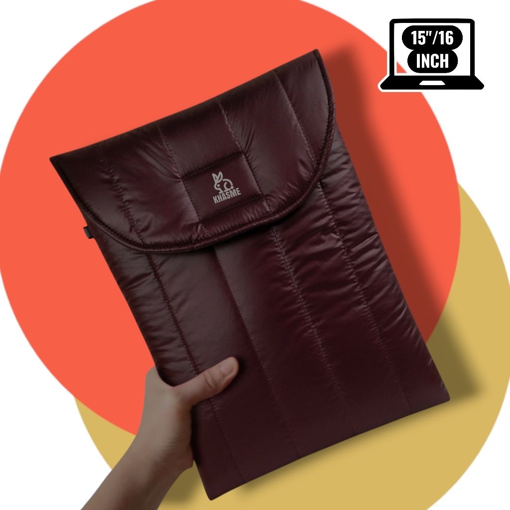 Khasme Collective 15"/16" Inci Tas Laptop Hug Pillow Puffy Laptop Sleeve & Macbook Softcase Maroon G