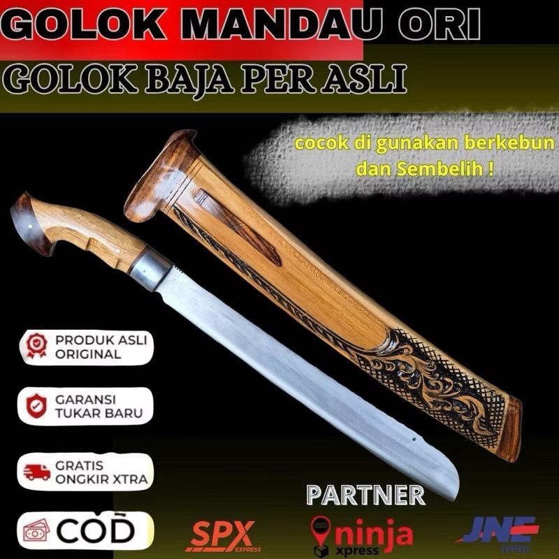 Golok Si Mandau Khas Dayak Kalimantan Alat Sembelih Baja Per Asli