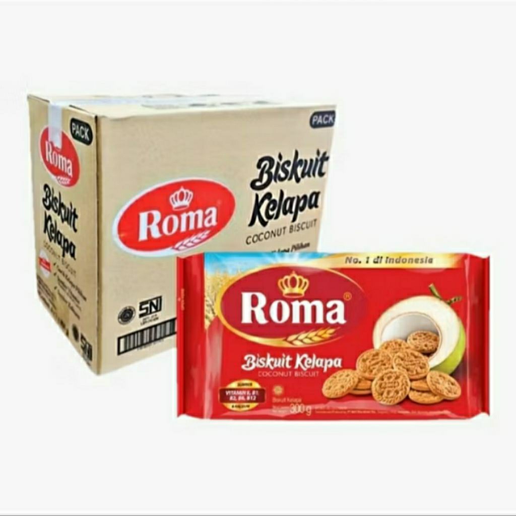 1 Dus Biskuit roma kelapa 300 gram | karton isi 28 pics