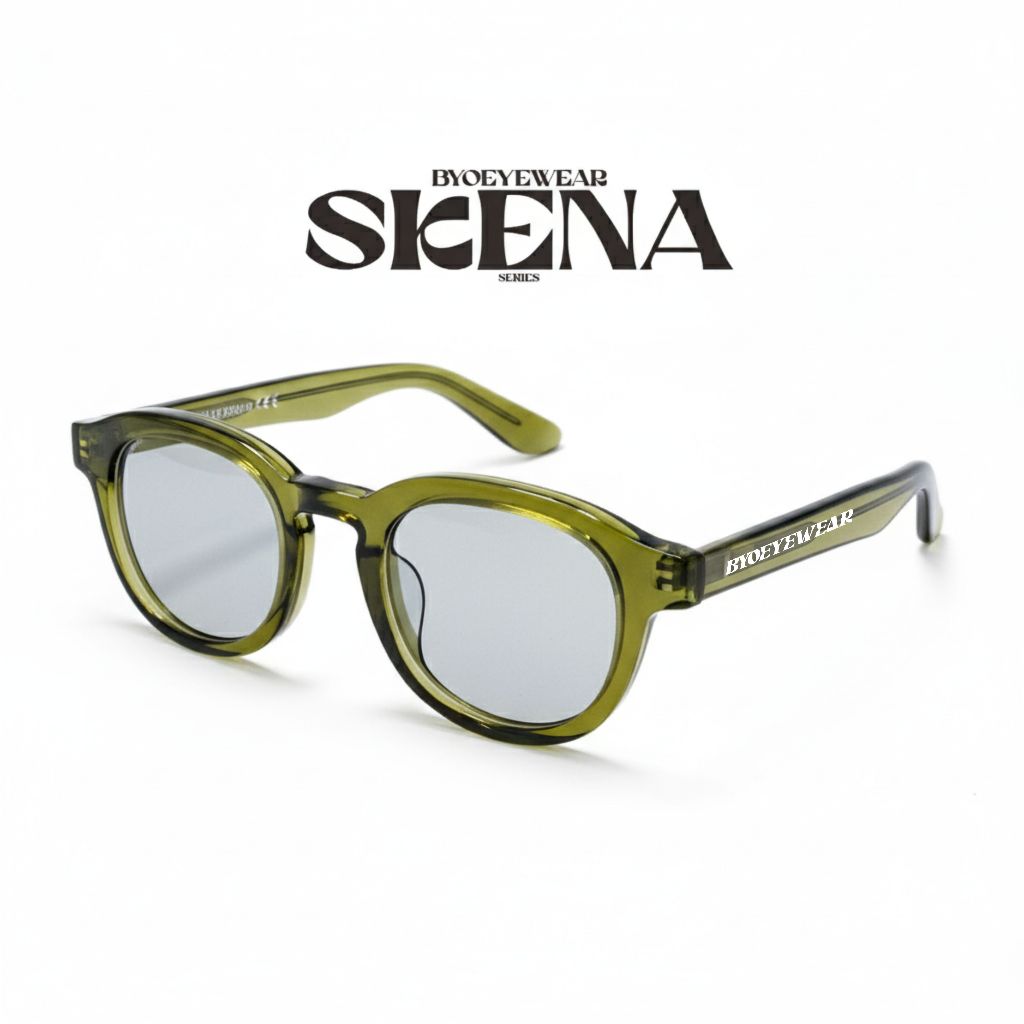 Byoeyewear Kacamata Retro Bulat Hijau Army Tebal | Frame Kacamata Vintage Pria Wanita Trendy Kacamat