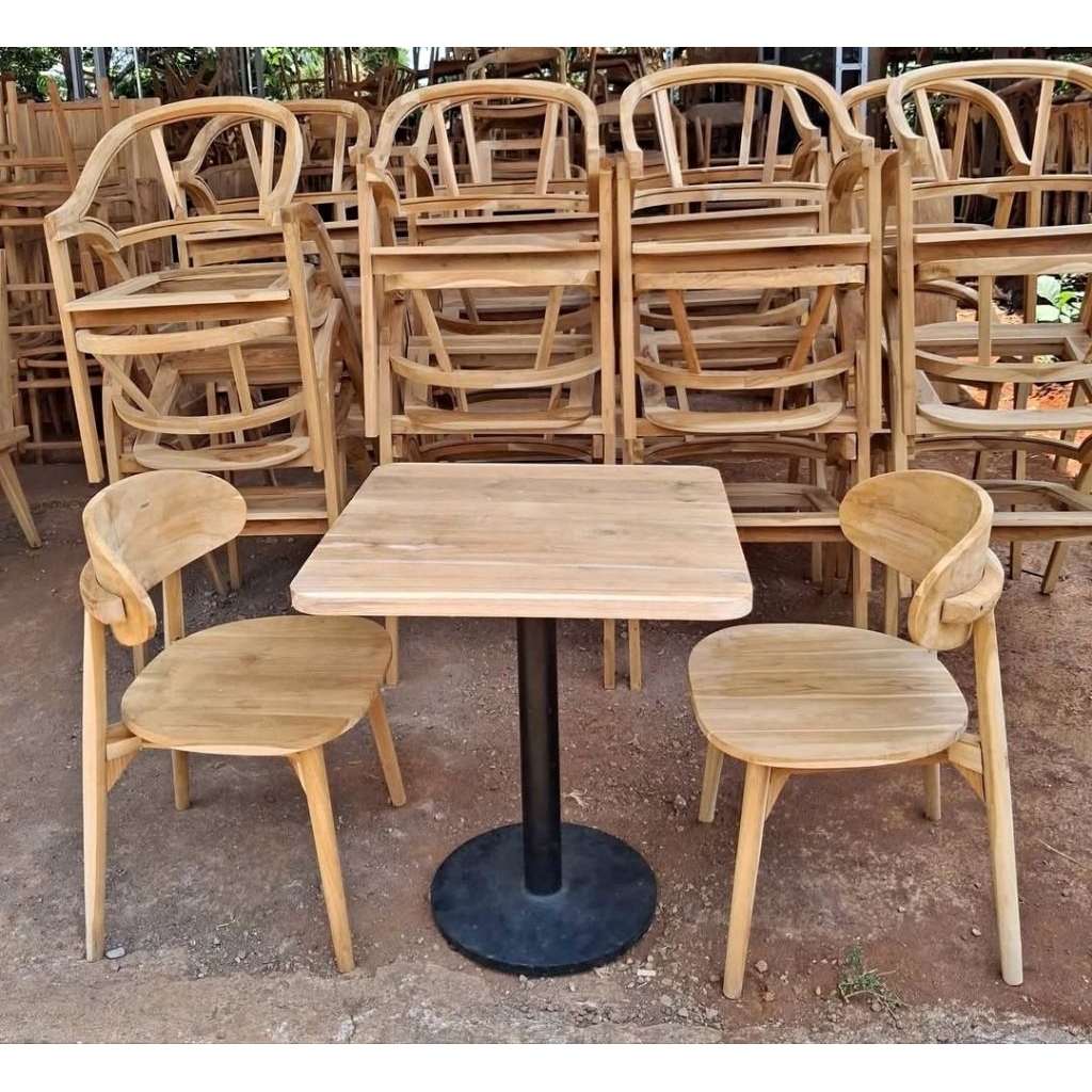 set kursi cafe meja kaki besi