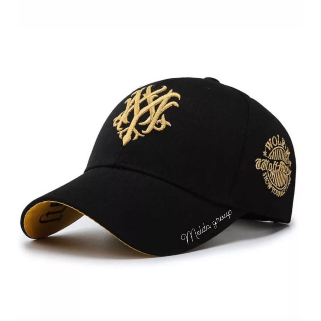 Topi Baseball Premium Hitam Bordir NY Bunga Emas Mewah Topi Pria Distro Casual Korean Style Kekinian