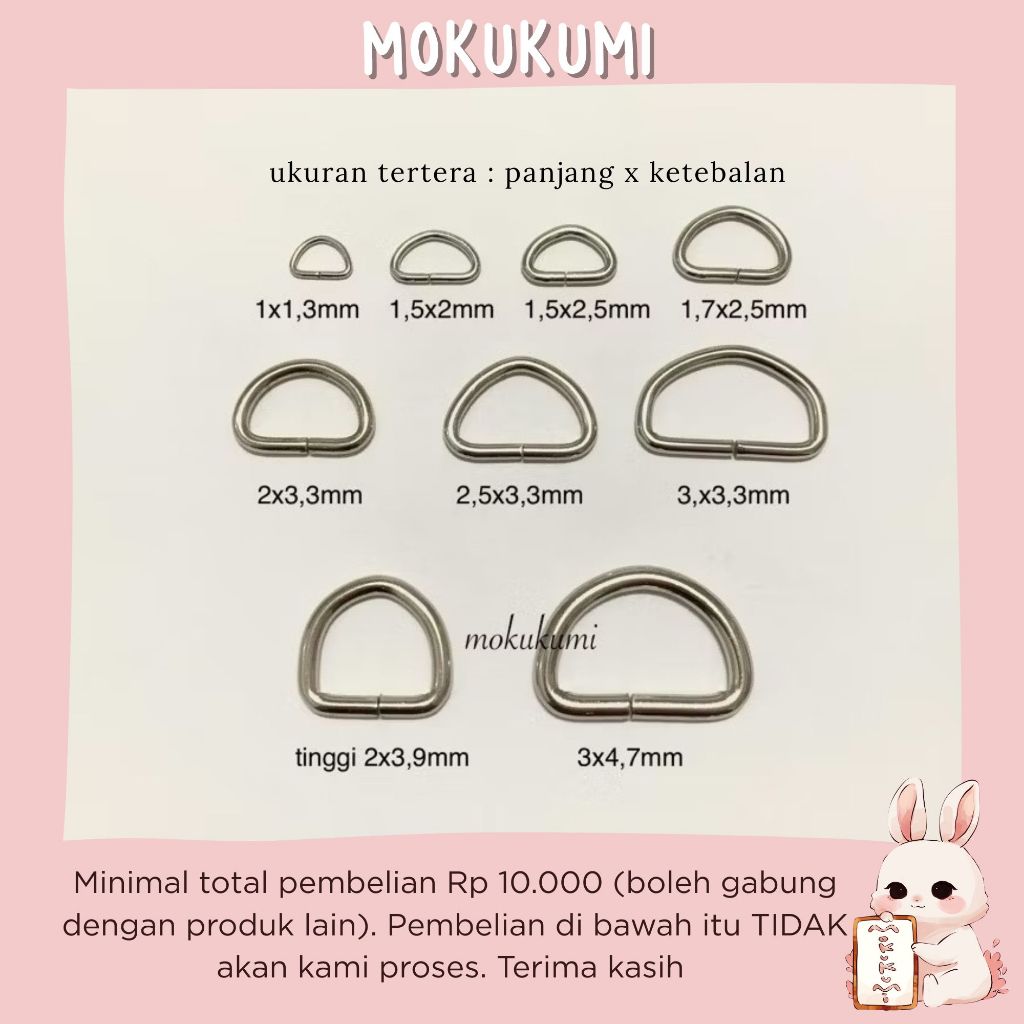 ring d nikel tinggi tali tas dompet kecil besar tebal
