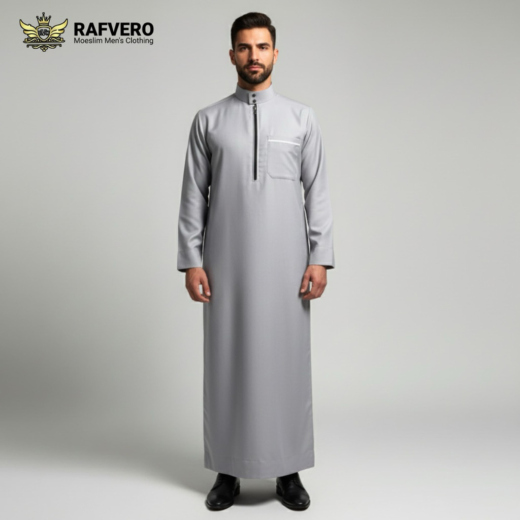 Jubah Gamis Putih Pria Muslim - GamisJubah Pria - Jubah Azwan Original