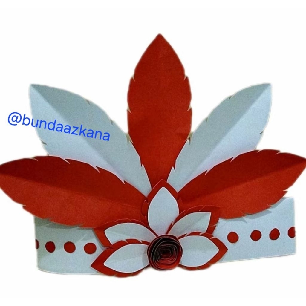 Mahkota karnaval merah putih/mahkota kertas/ mahkota tari/mahkota Bunga