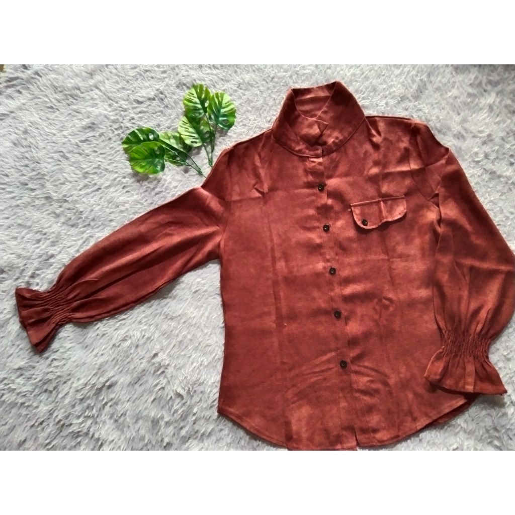 KEMEJA WANITA ( merah maroon)