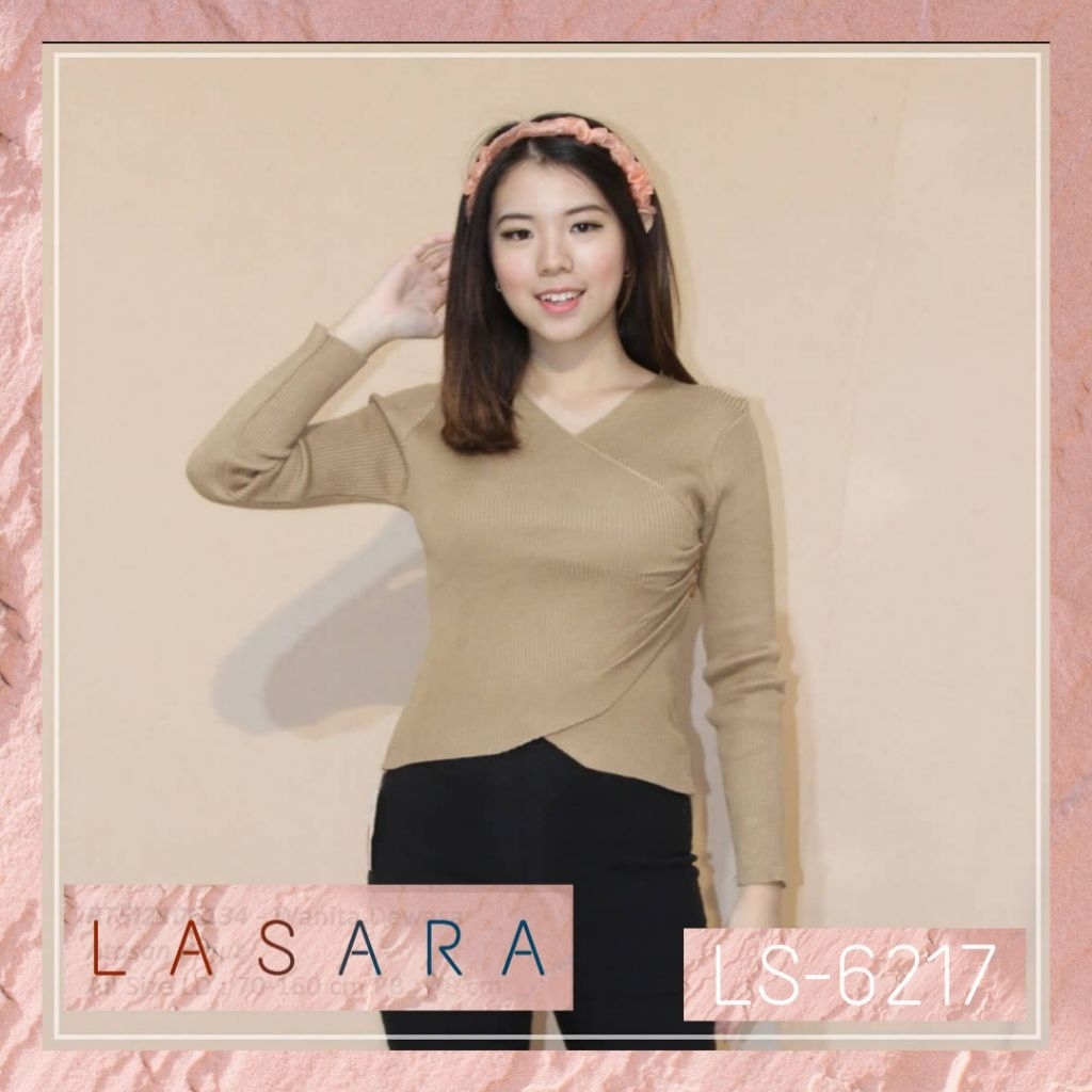 LS-6217 Tharina Top Import BKK | V-Neck Knit Top Import | Atasan Rajut Import | Atasan Rajut Wanita 