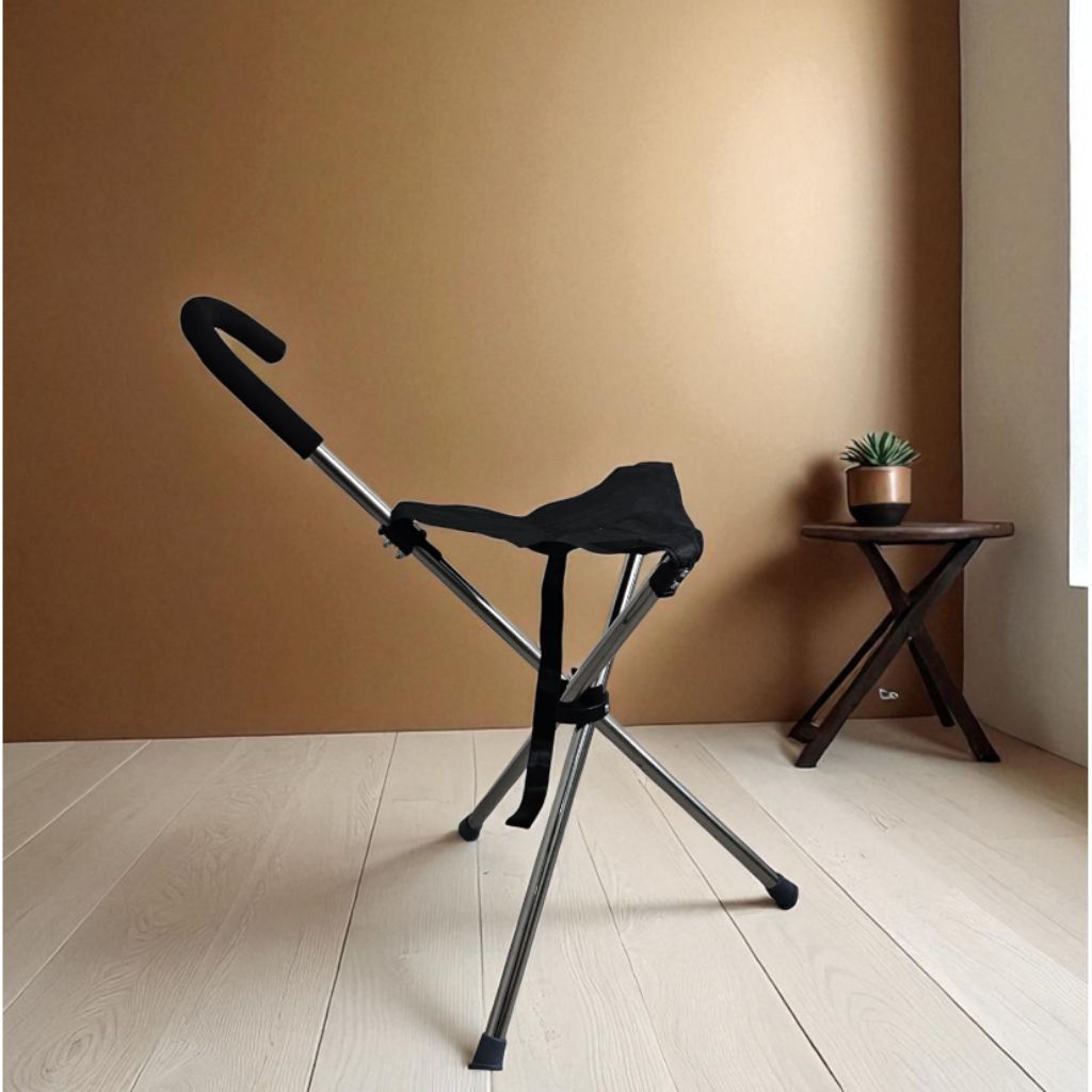Kursi Stick Lipat Fungsi Tongkat Penyangga Chair Portable