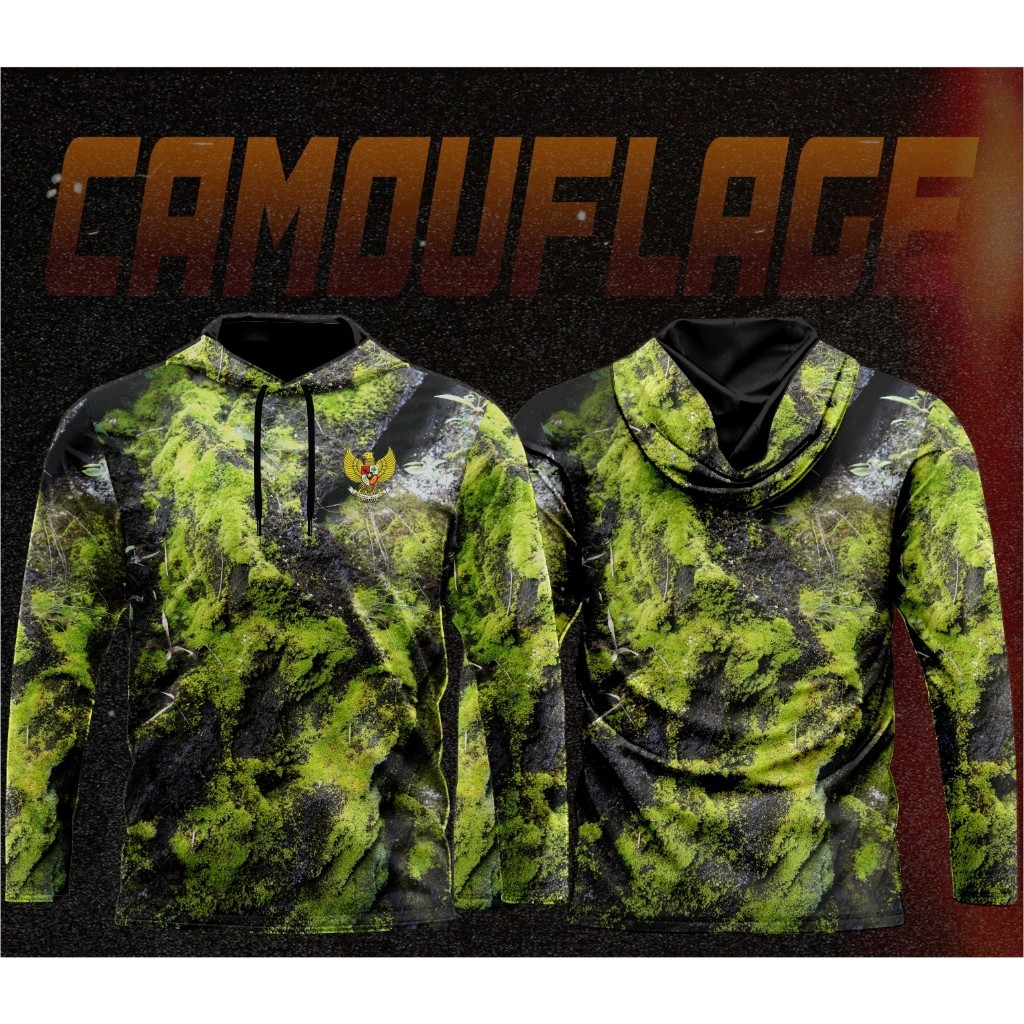 MOURA | Baju Hunter Jersey Camo Berburu | Custom Nama Logo | Gratis Buff | Dryfit Premium