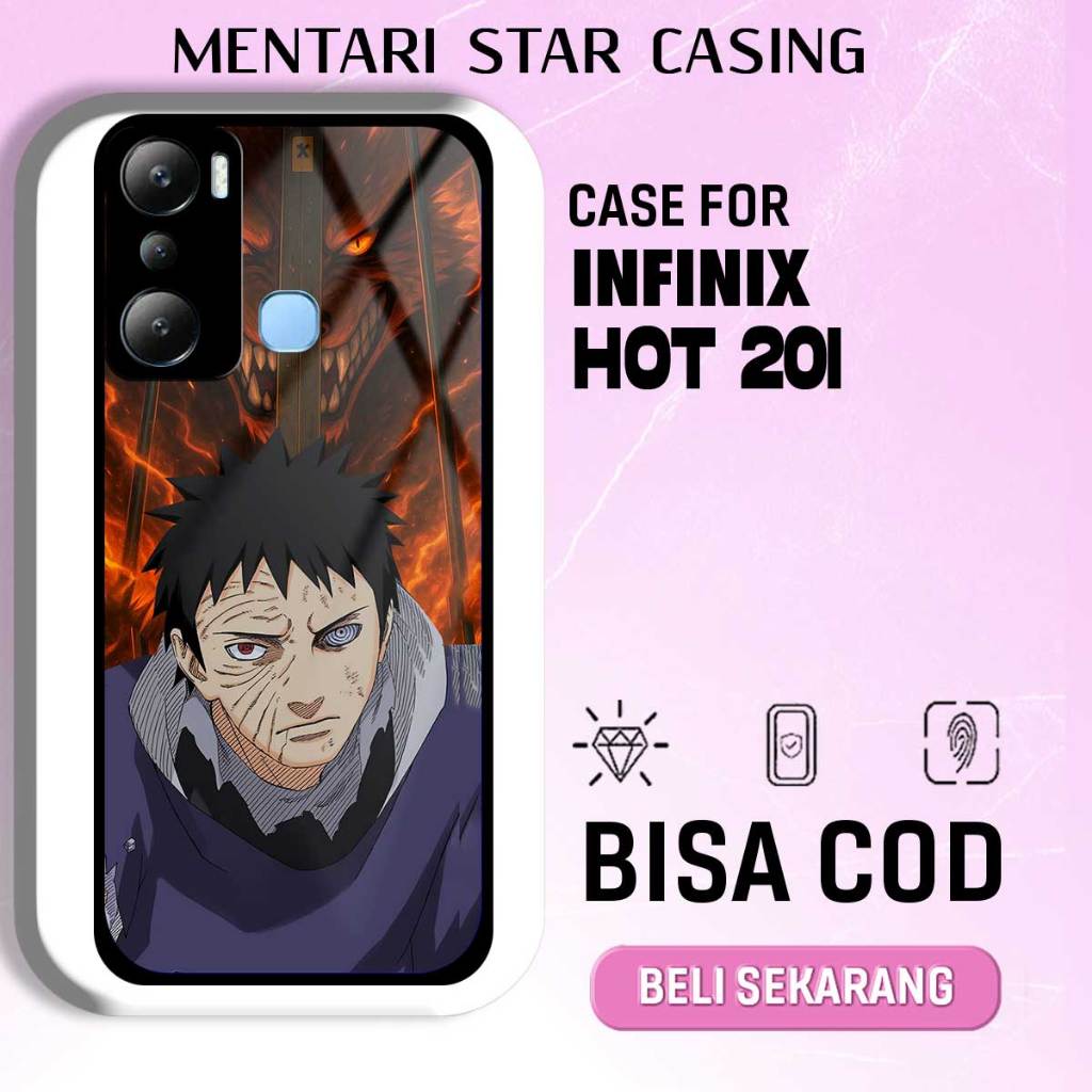 CASE INFINIX HOT 20i - SOFTCASE PREMIUM MATE HARD CASE - CASE GLOSY HOLOGRAM MOTIF OBITO
