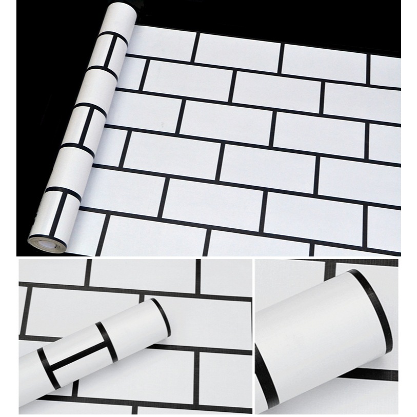 Wallpaper Dinding Bata Putih Minimalis – Wallsticker PVC 7M–8M x 45CM | Tampilan Bersih & Modern