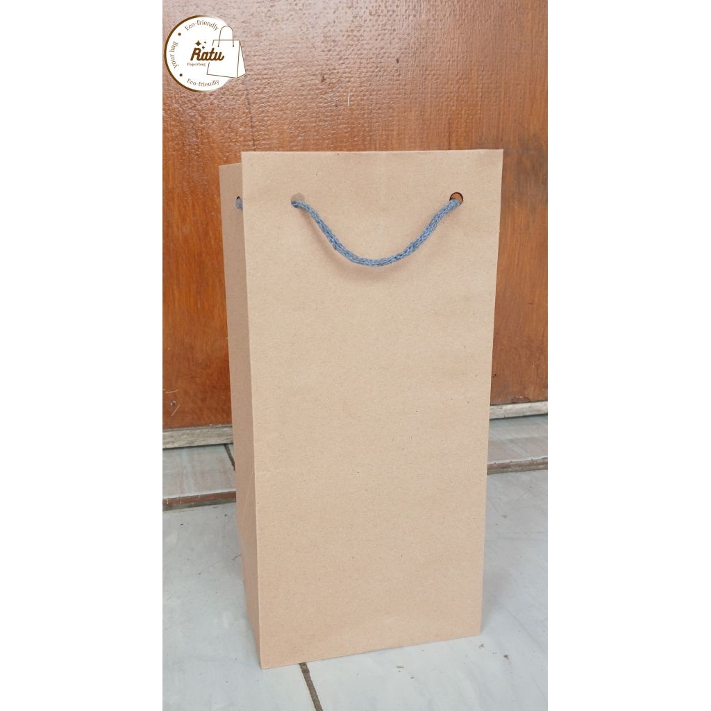Paperbag murah/Paperbag coklat polos/tas kertas/tas kado Murah/Tas Souvenir (Botol Minyak) 13×10×27