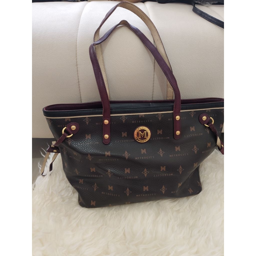 Tas Metro city tote coklat