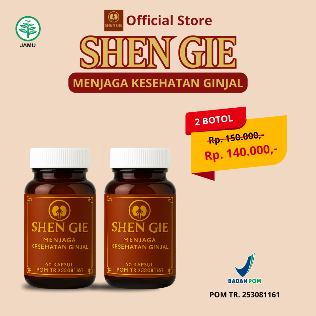 PAKET 2 BOTOL SHEN GIE Obat Herbal Ginjal Asli – Bantu Atasi Nyeri Pinggang, Batu Ginjal, dan Ginjal