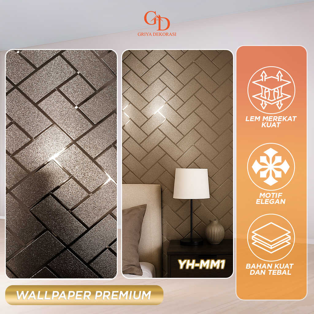 Wallpaper marmer stiker dinding foam tebal motif mewah wallstiker dinding gold sticker 60 CM X 3 M